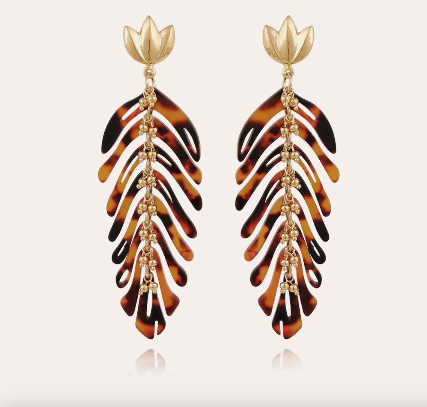 GAS BIJOUX - Boucles d'oreilles CAVALLO acetate dorées à l'or fin - Ecaille