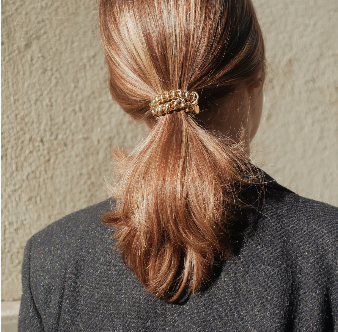 SCRUNCHIE IS BACK - Bichou Collier Doré - Élastique Cheveux et Bijou 3-en-1 Made in France