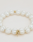 SCRUNCHIE IS BACK - BICHOU perles nacrées en rond stries - Bracelet 2 en 1 - Made in France