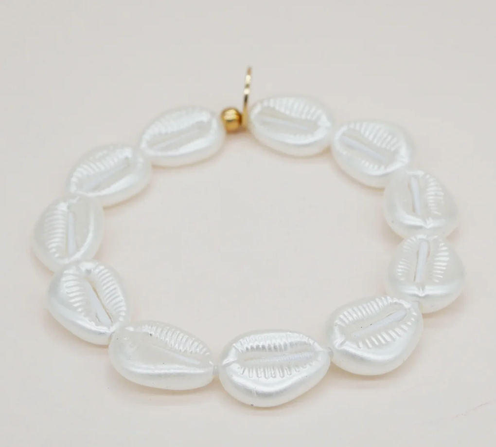 SCRUNCHIE IS BACK - BICHOU bracelet perles nacrées coquillages - Chouchou 2 en 2 - Made in France