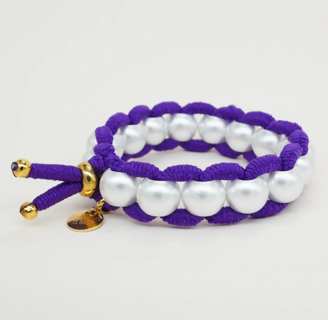SCRUNTCHIE IS BACK - BICHOU bracelet perles nacrées et élastiques colorés - Chouchou 2 en 1 - Made in France