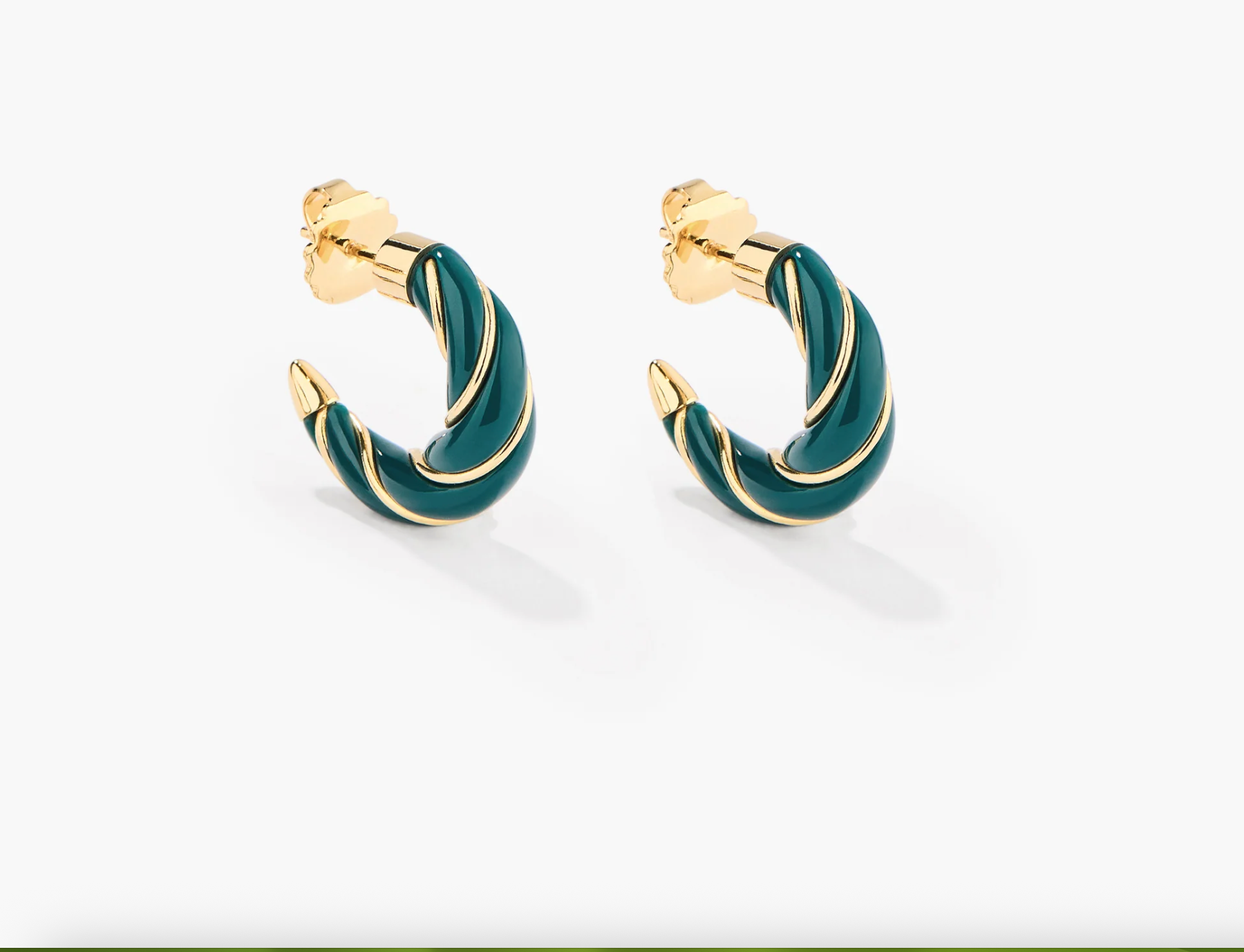 AURELIE BIDERMANN - Boucles d'oreilles DIANA vert émeraude
