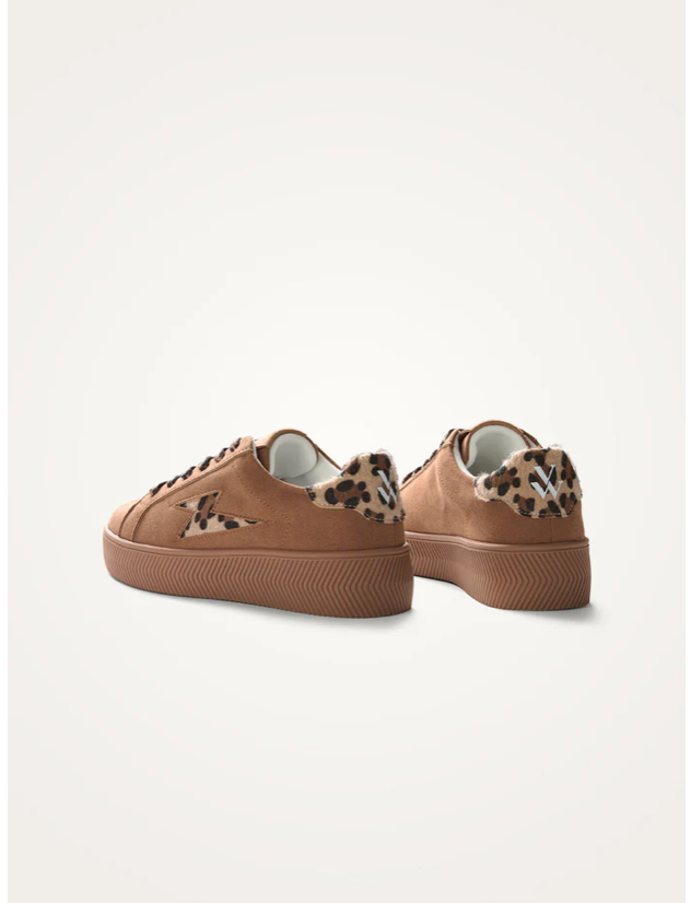 VANESSA WU - Baskets éclair ELEA camel et léopard