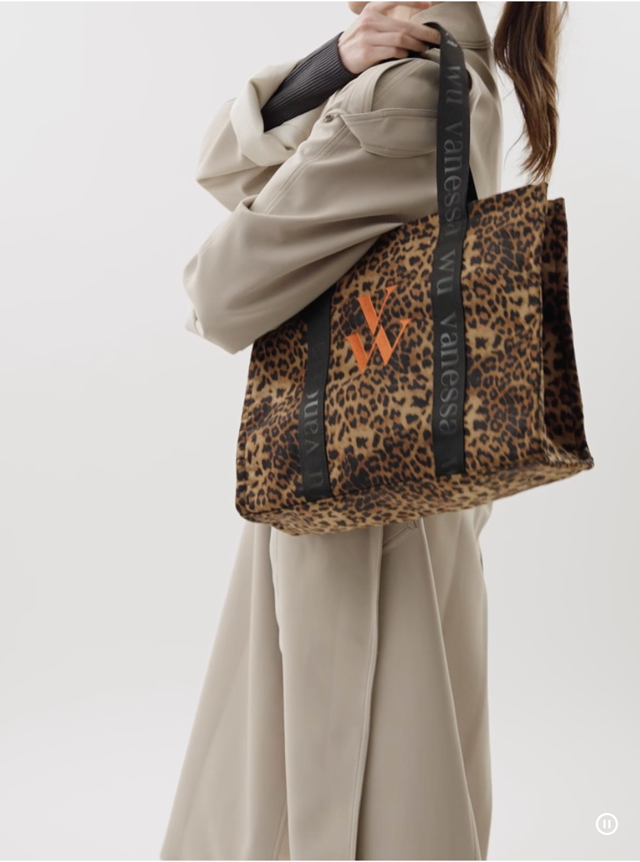 VANESSA WU - Sac cabas oversize CARLA léopard