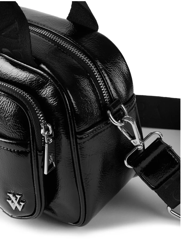 VANESSA WU - Mini sac bowling LORRAINE noir verni