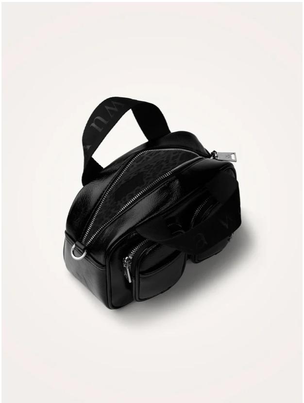 VANESSA WU - Mini sac bowling LORRAINE noir verni