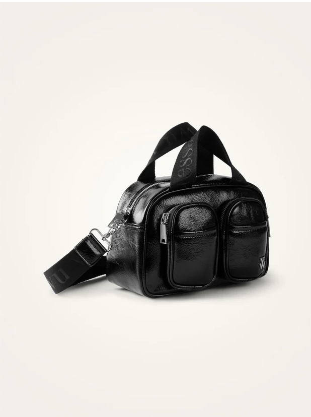 VANESSA WU - Mini sac bowling LORRAINE noir verni