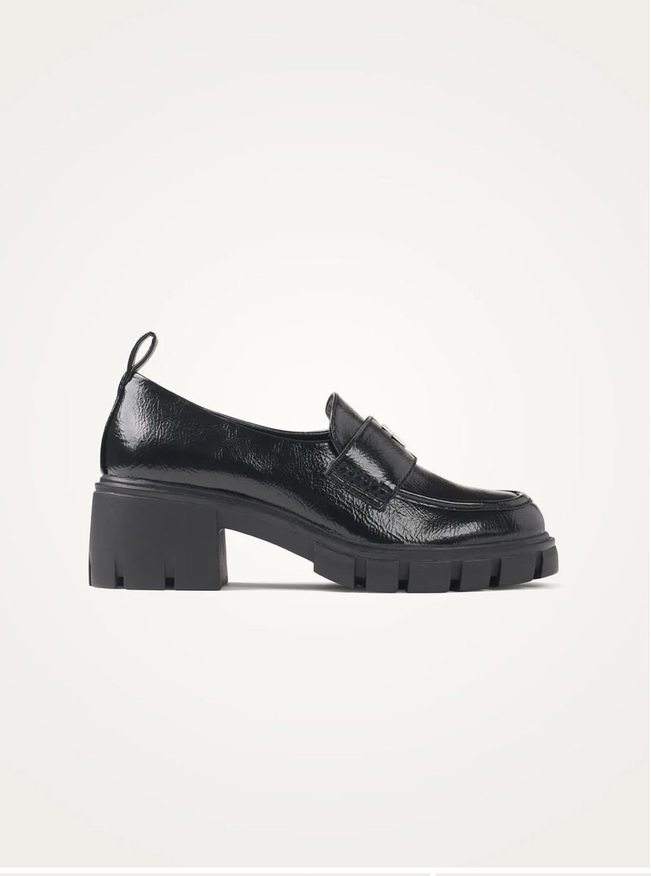 VANESSA WU - Mocassins DOROTHEE noirs a talons cranté