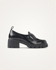 VANESSA WU - Mocassins DOROTHEE noirs a talons cranté