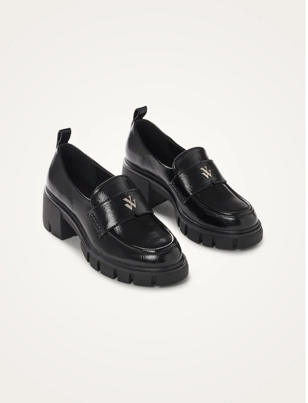 VANESSA WU - Mocassins DOROTHEE noirs a talons cranté