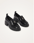 VANESSA WU - Mocassins DOROTHEE noirs a talons cranté