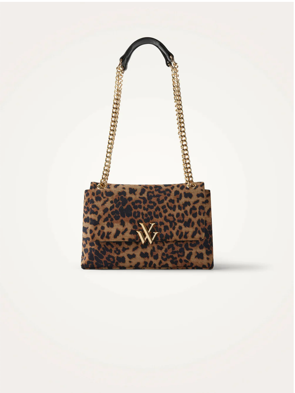 VANESSA WU - Sac a main MELINE léopard a chaines
