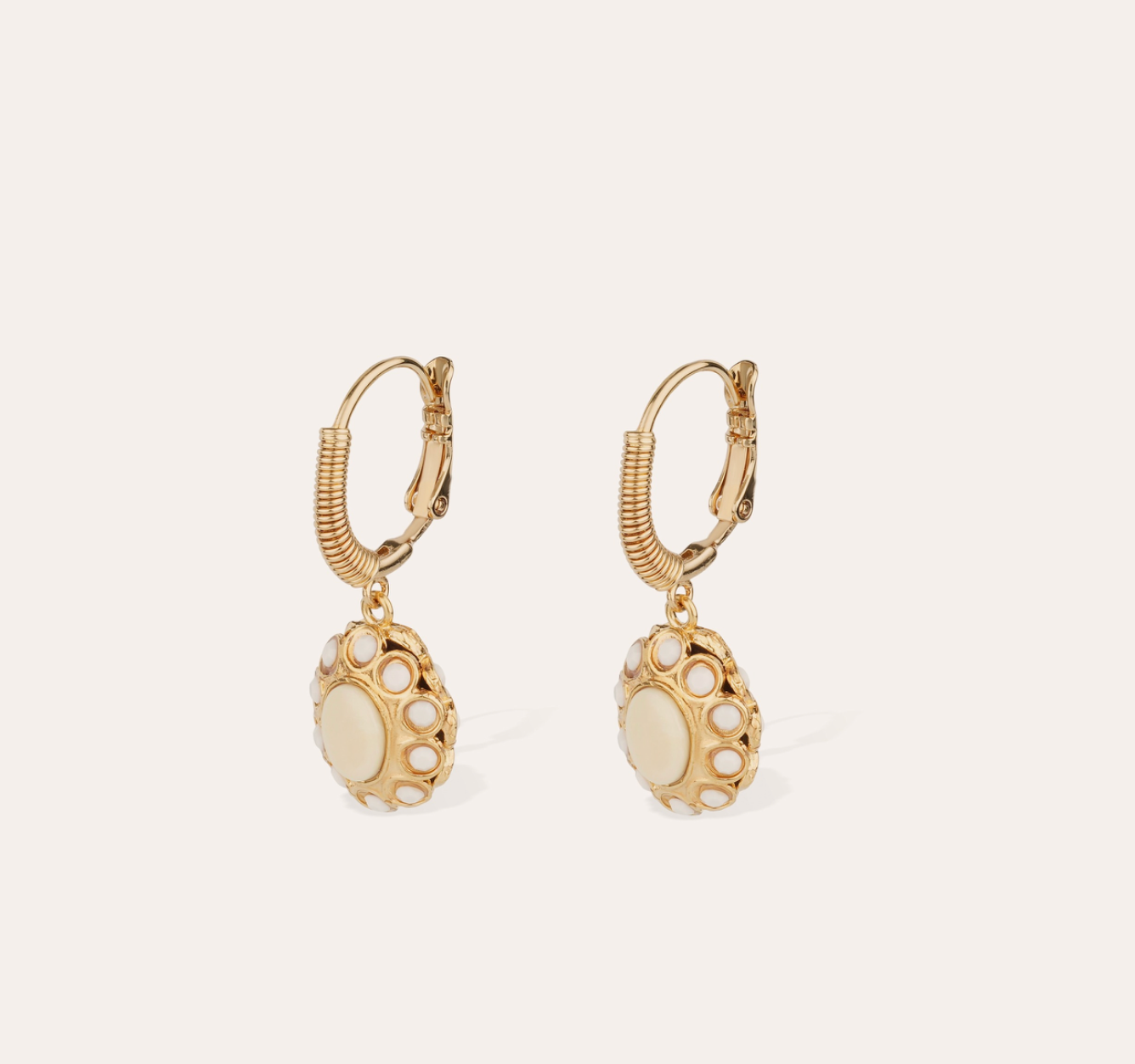 GAS BIJOUX - Boucles d'oreilles TAO splash dorées à l'or fin - Beige - BEST SELLER