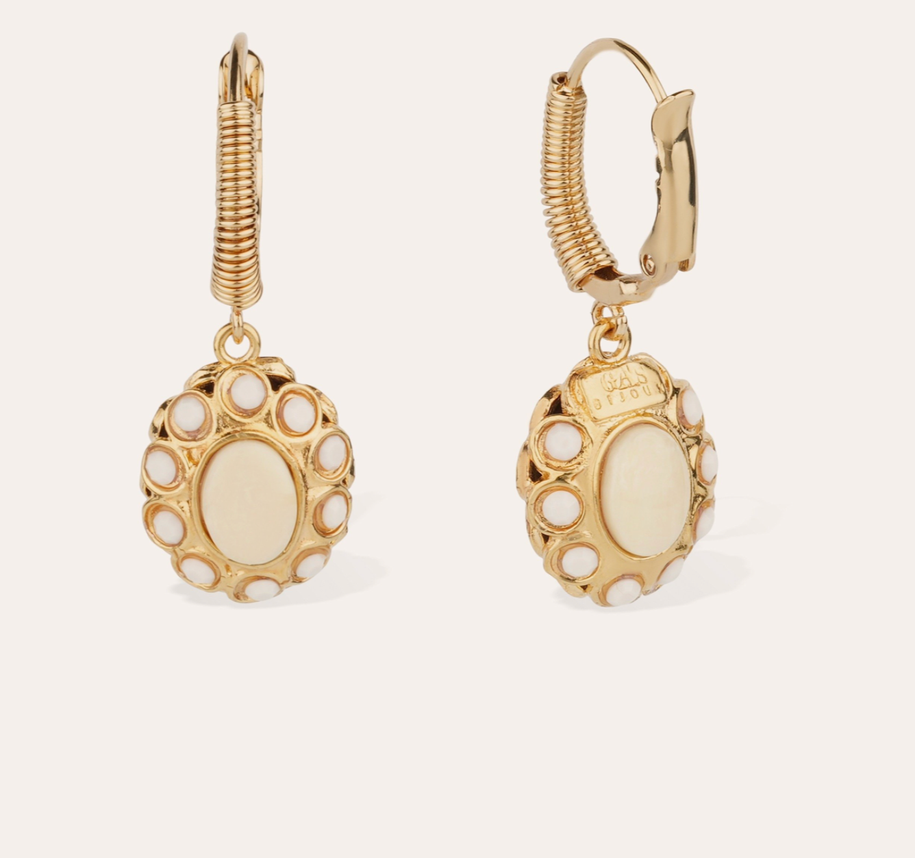 GAS BIJOUX - Boucles d'oreilles TAO splash dorées à l'or fin - Beige - BEST SELLER