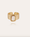GAS BIJOUX - Bague TOTEM grand modèle dorée - Nacre blanche