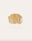 GAS BIJOUX - Bague TOTEM grand modèle dorée - Nacre blanche