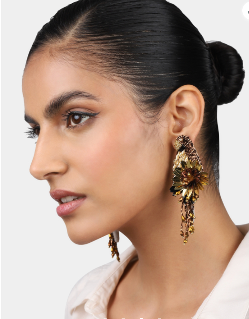 OLIVIA DAR - Boucles d'oreilles PARROT oiseaux brodées en perles bronze