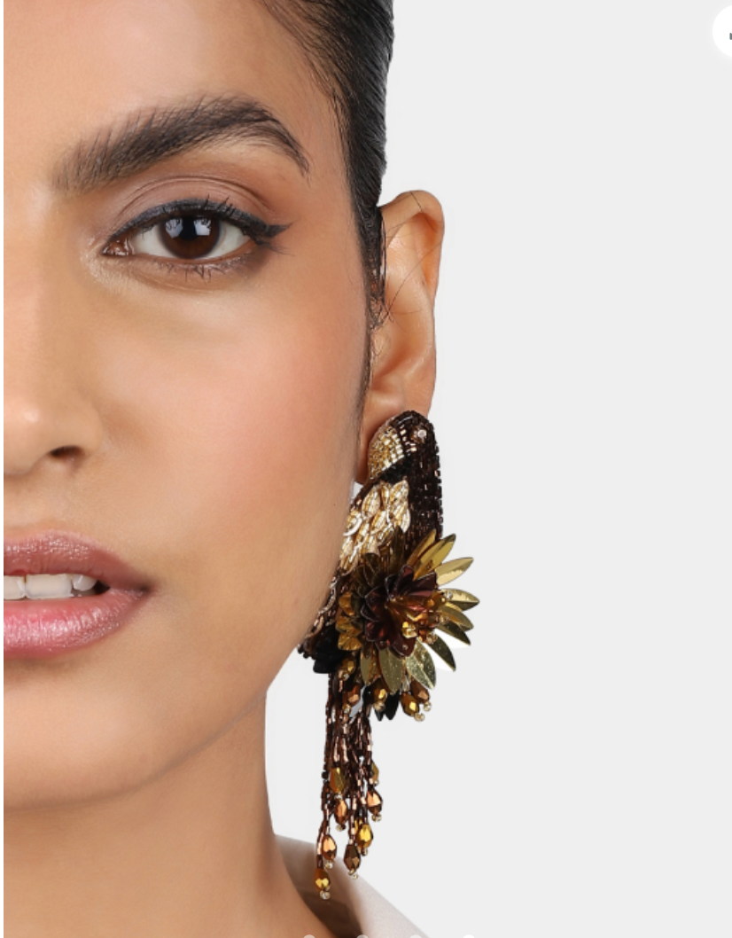 OLIVIA DAR - Boucles d'oreilles PARROT oiseaux brodées en perles bronze