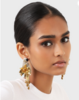 OLIVIA DAR - Boucles d'oreilles PARROT oiseaux brodées en perles or