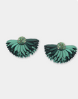 OLIVIA DAR - Boucles d'oreilles MARIGOLD vertes foncées brodées à la main