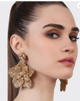 OLIVIA DAR - Boucles d'oreilles fleur brodées en perles - Doré