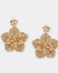 OLIVIA DAR - Boucles d'oreilles fleur brodées en perles - Doré