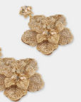 OLIVIA DAR - Boucles d'oreilles fleur brodées en perles - Doré