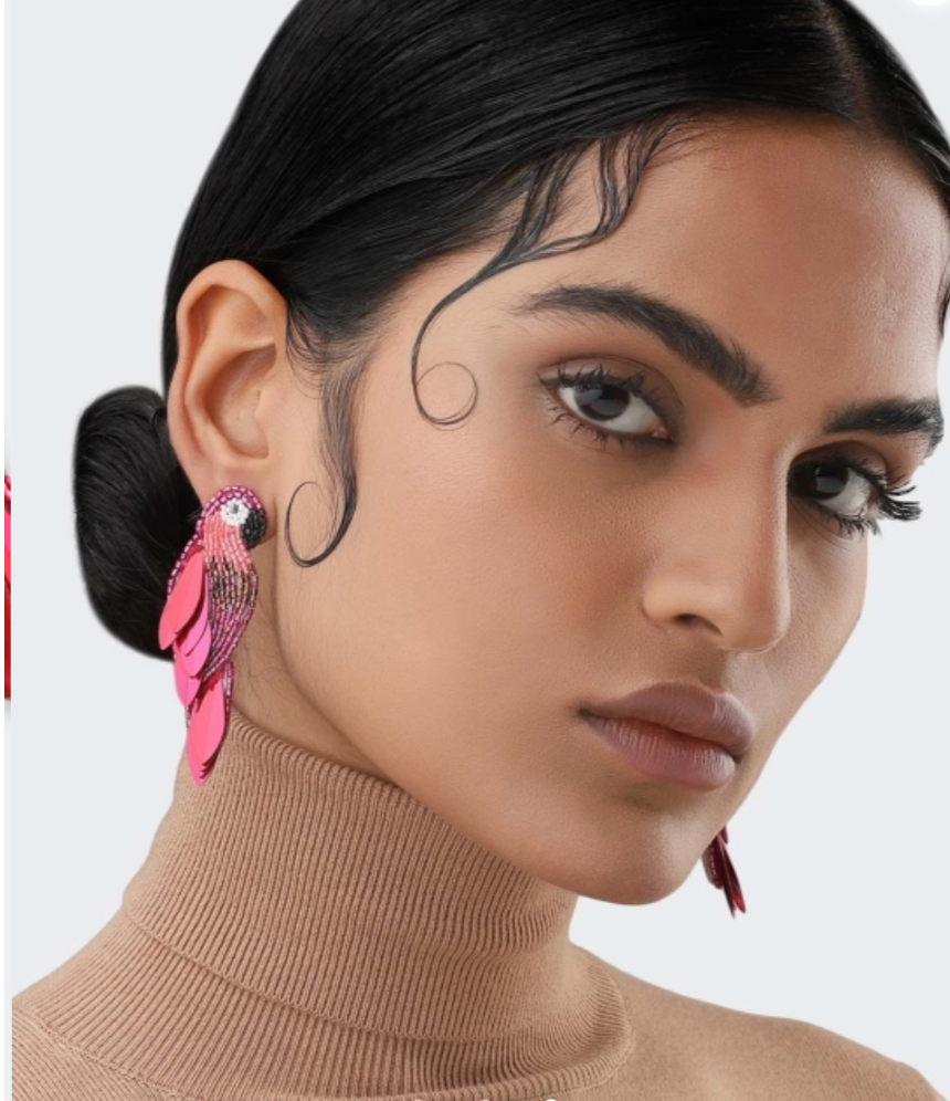 OLIVIA DAR - Boucles d'oreilles PERROQUET doré en perles rouge