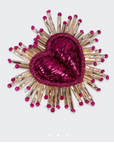 OLIVIA DAR - Broche Sparkle HEART - FUSCHIA