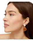 GAS BIJOUX - Boucles d'oreilles SILIA dorées - Bois et nacre blanche dorées à l'or fin