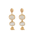 GAS BIJOUX- Boucles d'oreilles SILENE petit modèle dorées - Nacre et cristal de Roche