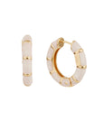 GAS BIJOUX - Boucles d'oreilles BAMBOU mini émail blanc nacré dorées à l'or fin