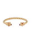 GAS BIJOUX - Bracelet JONC AMARANTE TORSADE doré à l'or fin - Jaspe rouge, Cornaline et Quartz rose
