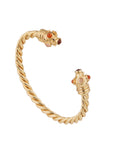 GAS BIJOUX - Bracelet JONC AMARANTE TORSADE doré à l'or fin - Jaspe rouge, Cornaline et Quartz rose