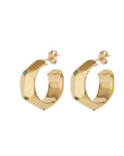 GAS BIJOUX - Boucles d'oreilles créoles MILA dorées à l'or fin - Strass verts
