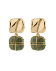 GAS BIJOUX - Boucles d'oreilles RAINBOW SQUARE dorées à l'or fin - VESSONITE - clips ou tiges droites