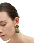 GAS BIJOUX - Boucles d'oreilles RAINBOW SQUARE dorées à l'or fin - VESSONITE - clips ou tiges droites