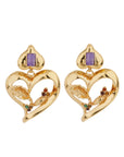 GAS BIJOUX - Boucles d'oreilles ODALYS dorées - Améthyste dorées à l'or fin