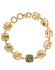 GAS BIJOUX - COLLIER SQUARE RAINBOW doré à l'or fin - VESSONITE