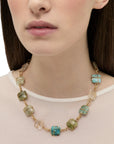 GAS BIJOUX - COLLIER RAINBOW MULTI petit modèle doré - Turquoise, Vésonite, Amazonite et Cristal