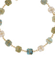GAS BIJOUX - COLLIER RAINBOW MULTI petit modèle doré - Turquoise, Vésonite, Amazonite et Cristal