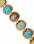 GAS BIJOUX - BRACELET AMARANTE MULTI GRAND MODELE - TURQUOISE - AMAZONITE - VESSONITE - MÉTAL DORÉ