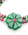 LE ,MONDE EST STONE - BRACELET DOUBLE FLOWER - PIERRES SEMI PRÉCISEUSES - FLOWER JADE VERT