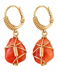 GAS BIJOUX - BOUCLES D'OREILLES TAO RAINBOW MÉTAL DORÉ - CORNALINE
