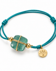 GAS BIJOUX - BRACELET CORDON TURQUOISE - JADE BLEUTÉ - MÉTAL DORÉ
