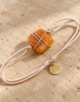 GAS BIJOUX - BRACELET SQUARE CORDOn ROSE PALE - JASPE ORANGE