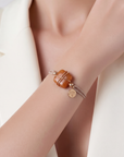 GAS BIJOUX - BRACELET SQUARE CORDOn ROSE PALE - JASPE ORANGE