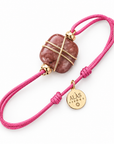 GAS BIJOUX - BRACELET SQUARE CORDON FUSHIA - JASPE POURPRE - MÉTAL DORÉ