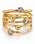 ZAG BIJOUX - BAGUE MULTI ANNEAUX AVEC ZIRCONS BLANCS - AJUSTABLE