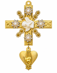 AZAFRAN ROSA - EX-VOTO - DORÉ, CRISTAUX BLANCS, PERLES ET ANGE BLANC